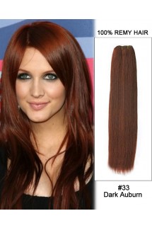 18” #33 Dark Auburn Straight Weave 100% Remy Hair Weft Human Hair Extension 18” #33 Dark Auburn Straight Weave 100% Remy Hair Weft Human Hair Extension